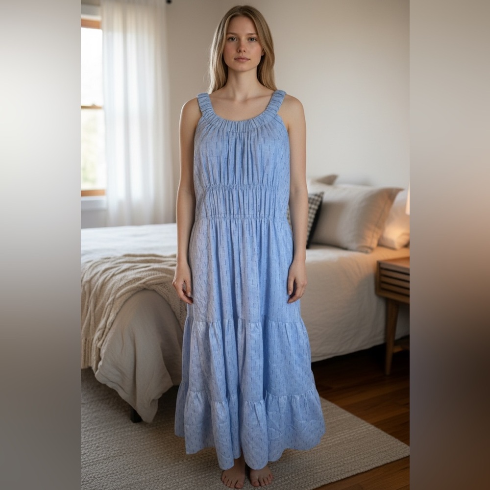 Adelyn Rae Sky Blue Sleeveless Tiered Maxi Dress NWT - Picture 9 of 9
